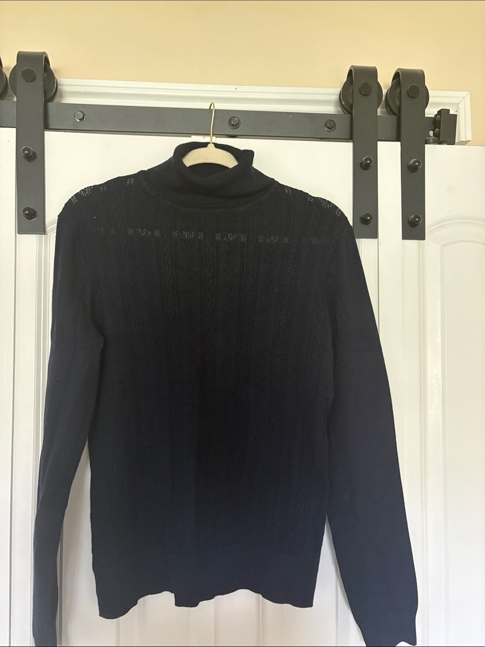 Women’s Navy Turtleneck Cable Knit Sweater
